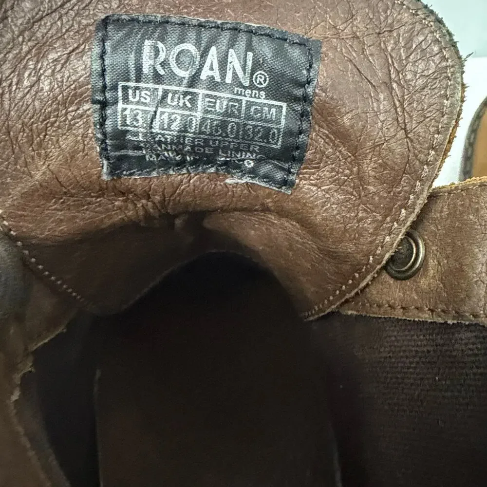 Roan Bed Stu Boots Mens Size 13 Brown Leather Distressed Lace Up Ankle